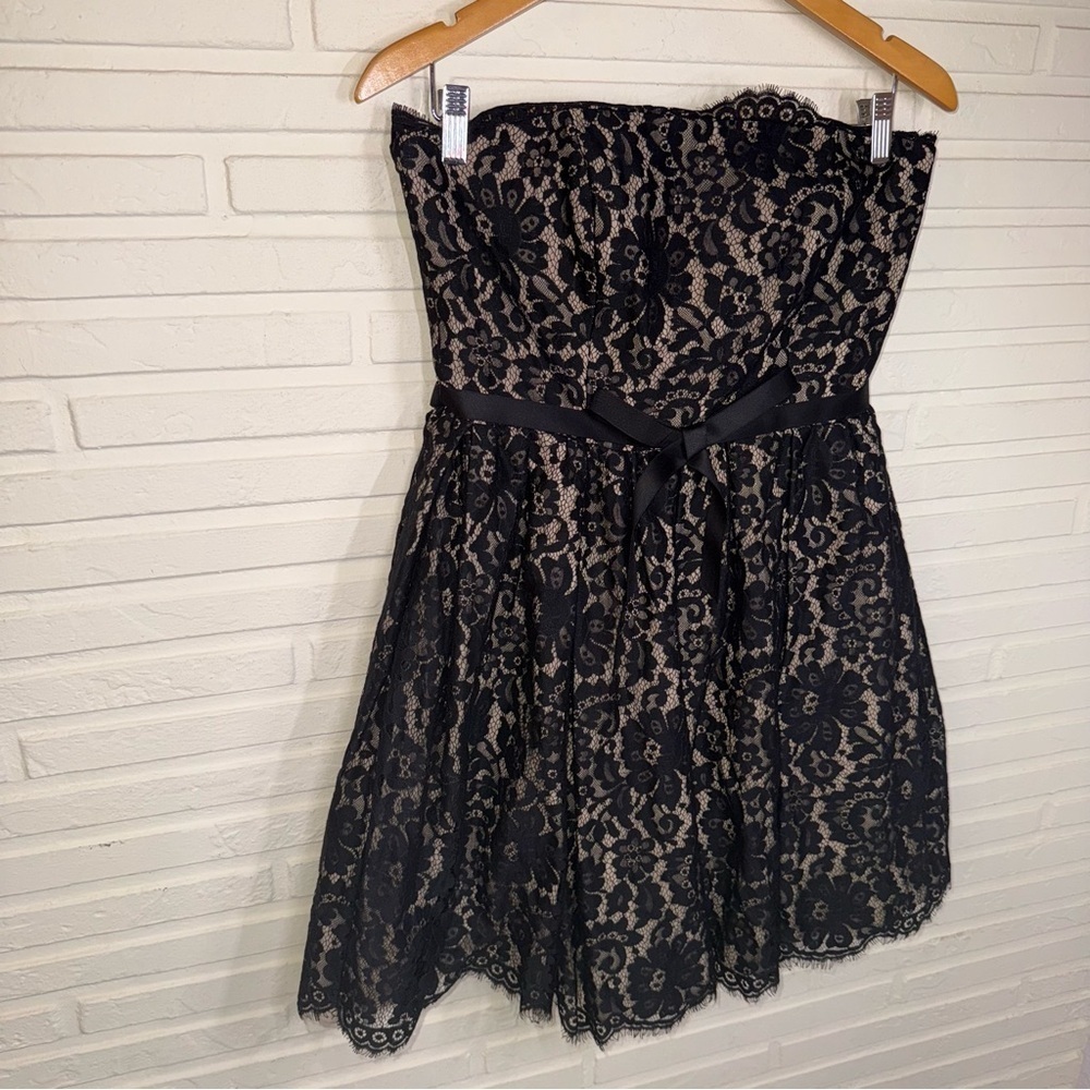 Robert Rodriguez Black and Tan Strapless Lace Floral Dress, Women’s Size 8 - Picture 2 of 9